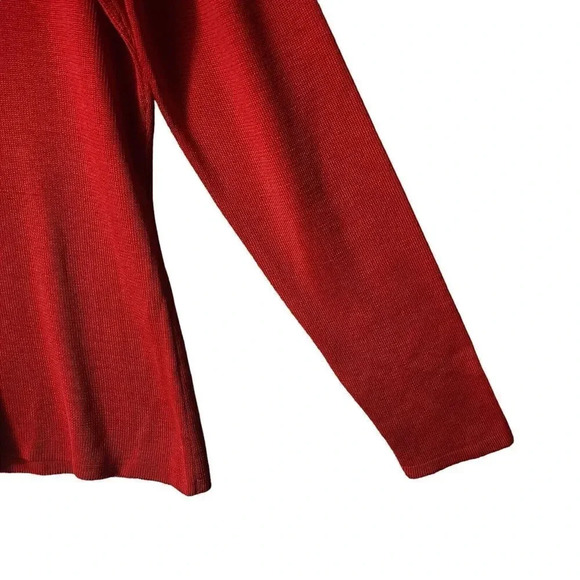 Leyla Mitra Sweater Women Size Large Red 100% Silk Crew Neck Pullover Stretchy - Picture 5 of 5
